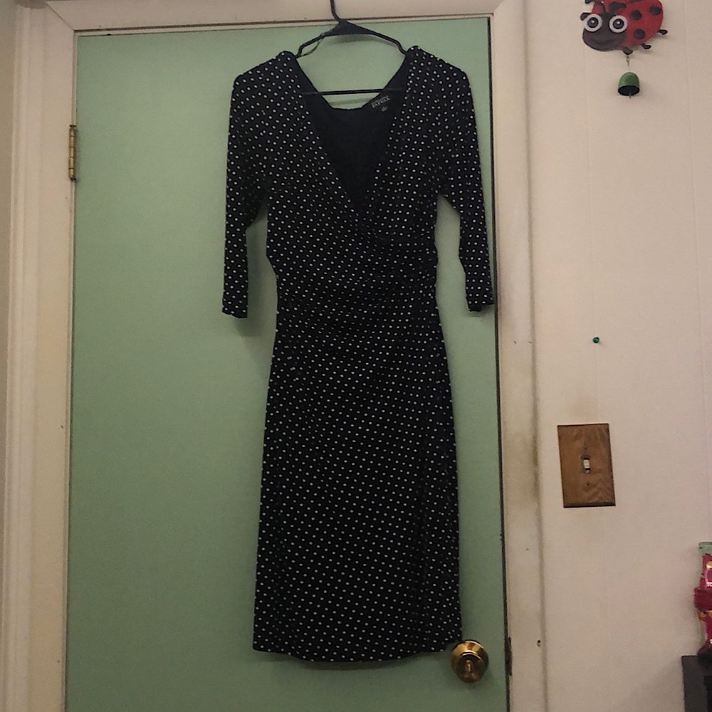 Navy Blue Polka Dotted Dress